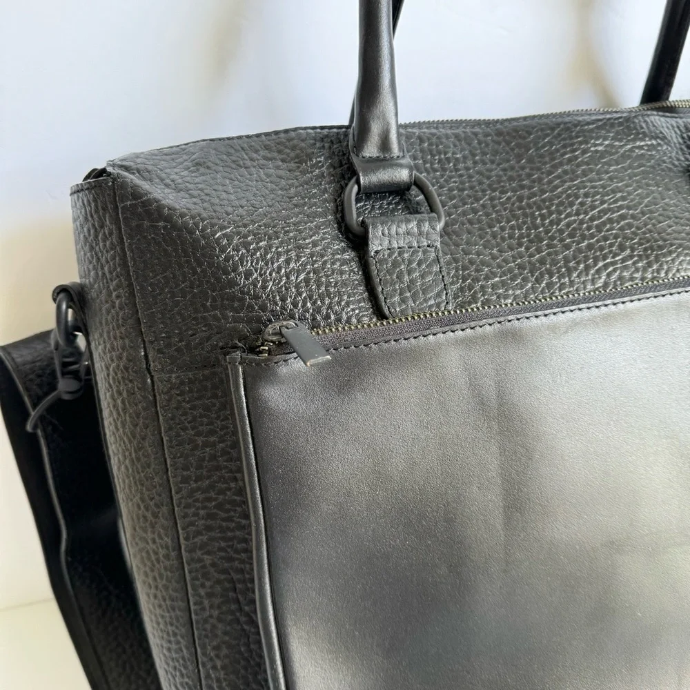 VelRossi Leather Laptop Bag Work Briefcase Black Vel Rossi Italy Italian Pebbled